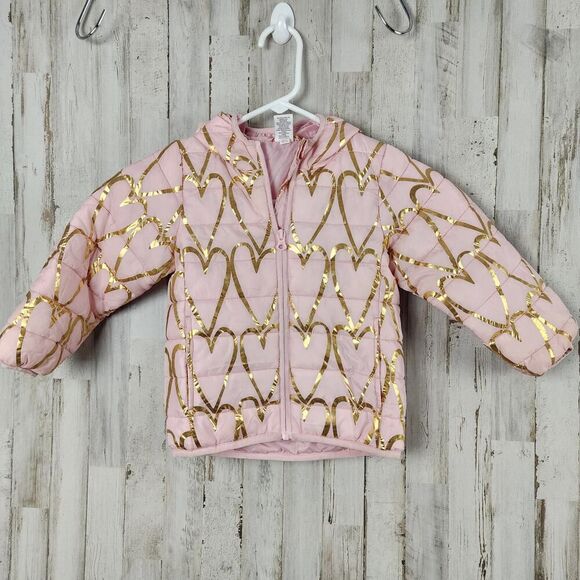 Okie Dokie Puffer Coat Pink Hearts Size 3T - Picture 1 of 7